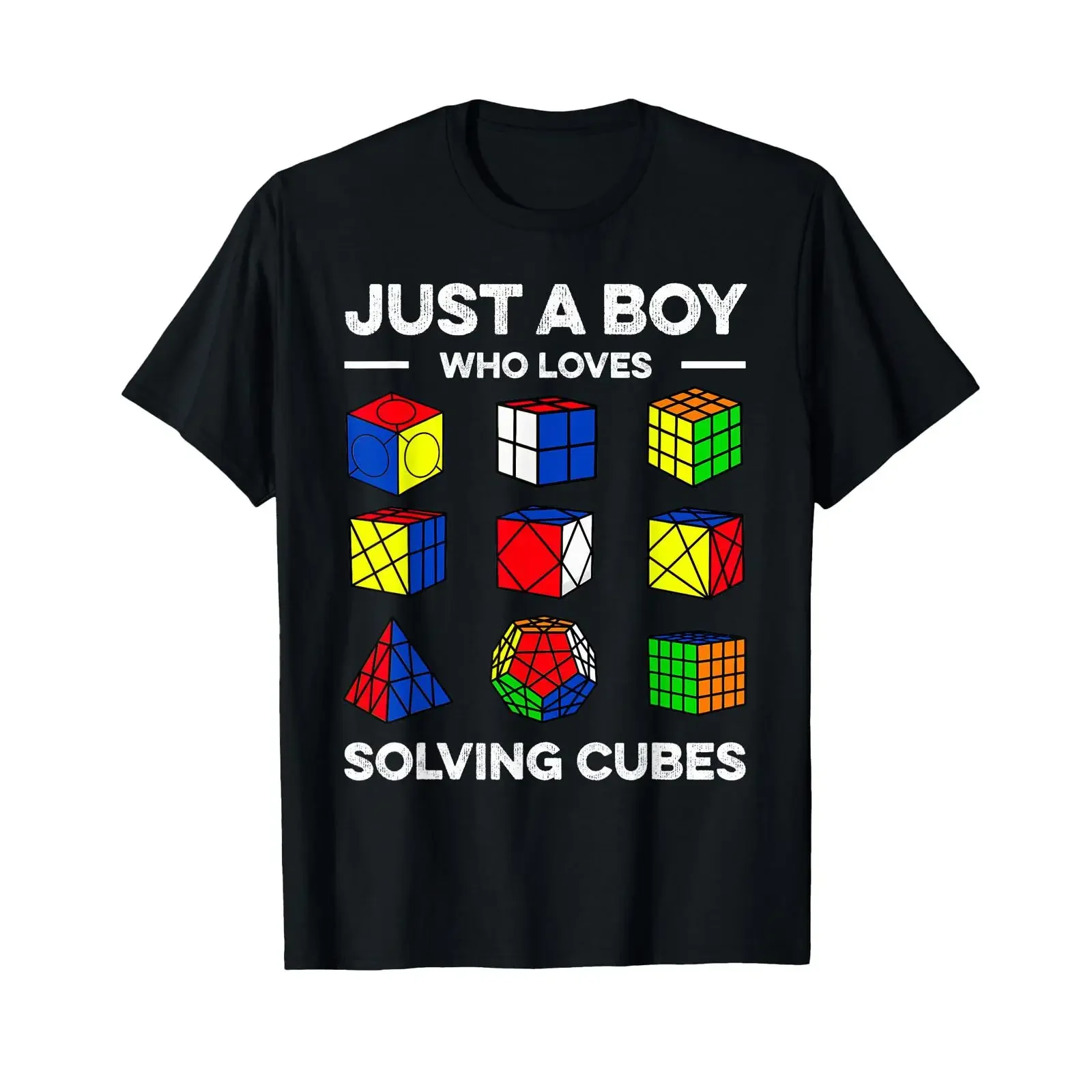 Just A Boy Who Loves Solving Cubes Speedcubing Cuber T Shirt vintage Washed Versatile Slightly Stretched Top For Everyday Wear
