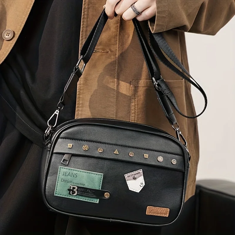 Street Trendy Shoulder Bag for Young Men Fashion PU Leather Crossbody Bags Party Business casual Mobile bag Мужская сумка bolsos