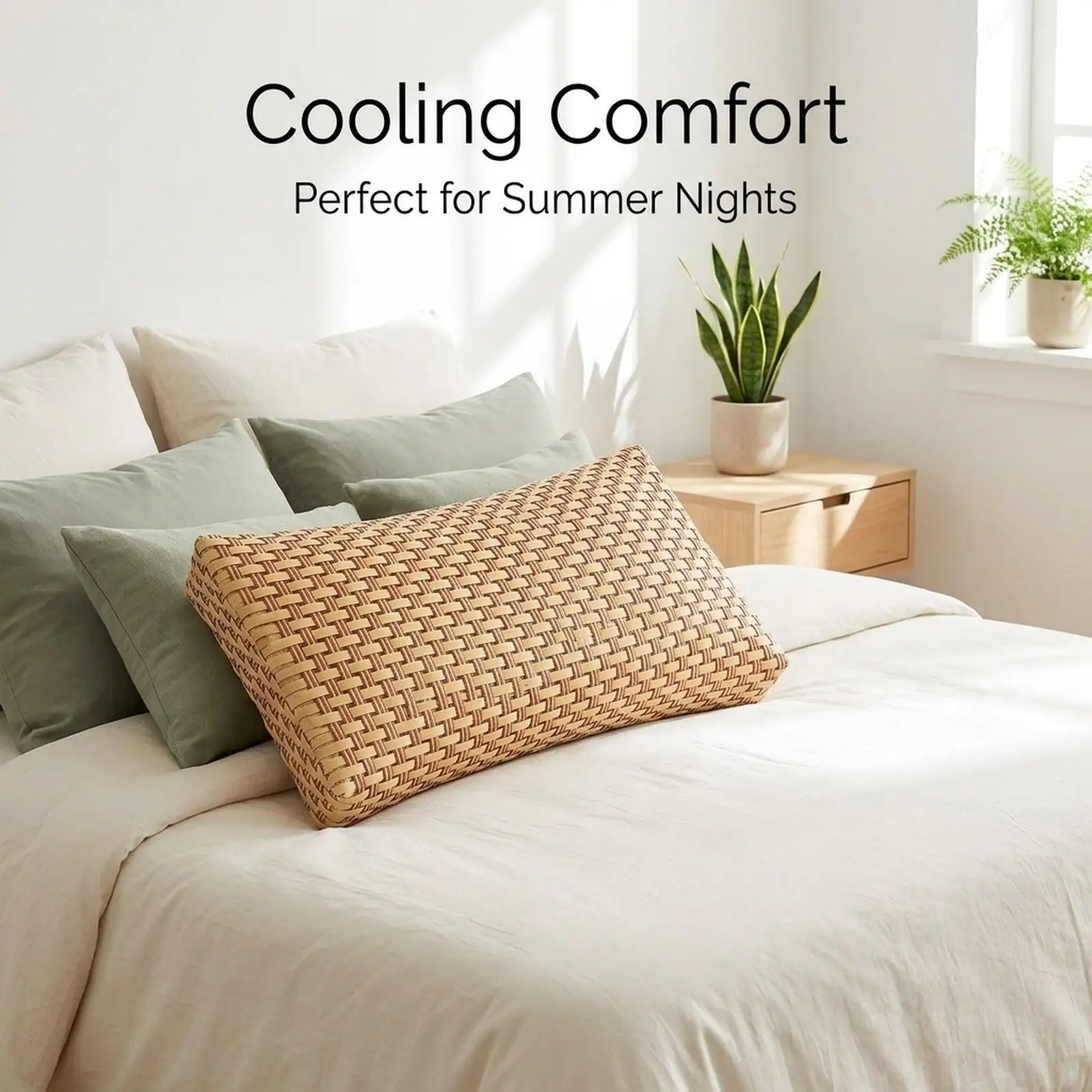 Faux Rattan Cooling Pillow Portable Hollow Design Neck Support Headrest Cushion for Sauna Bath Use