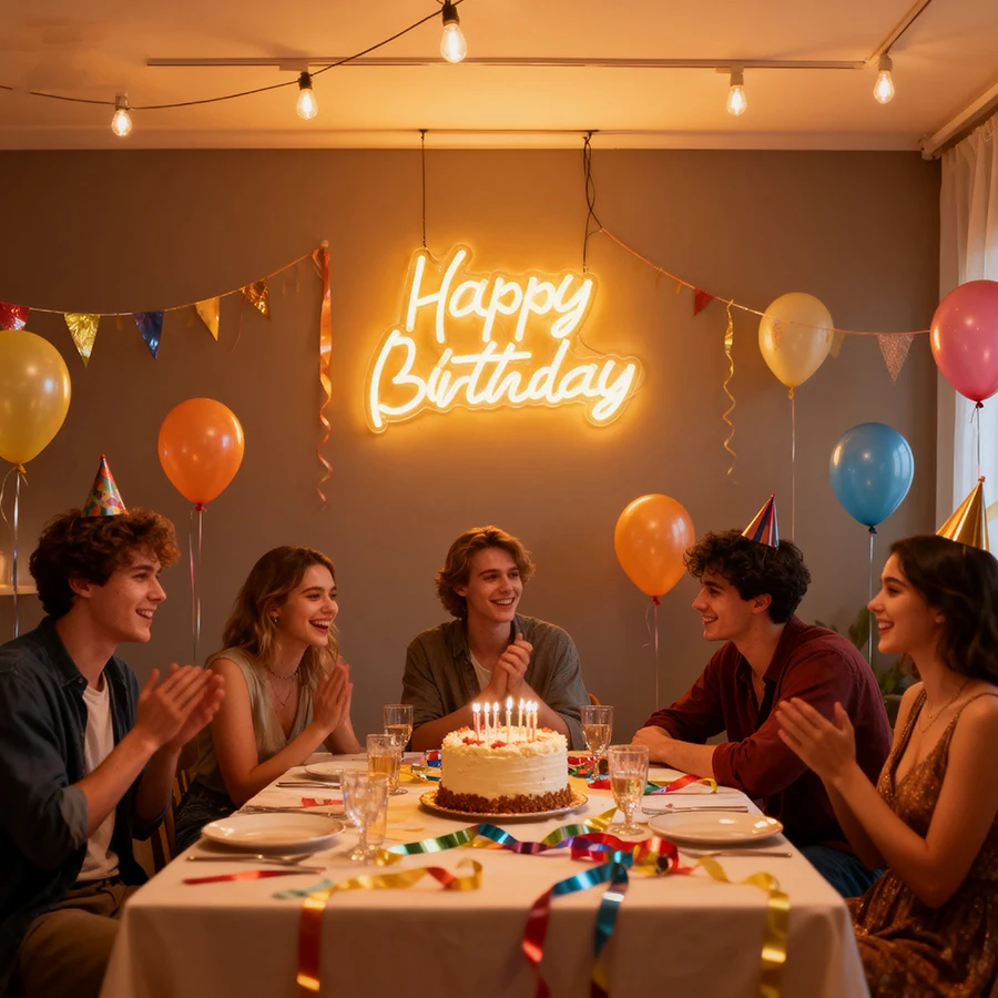 Happy Birthday Neon Sign Birthday for Party Wall Decor, USB Powered, Gift for lover