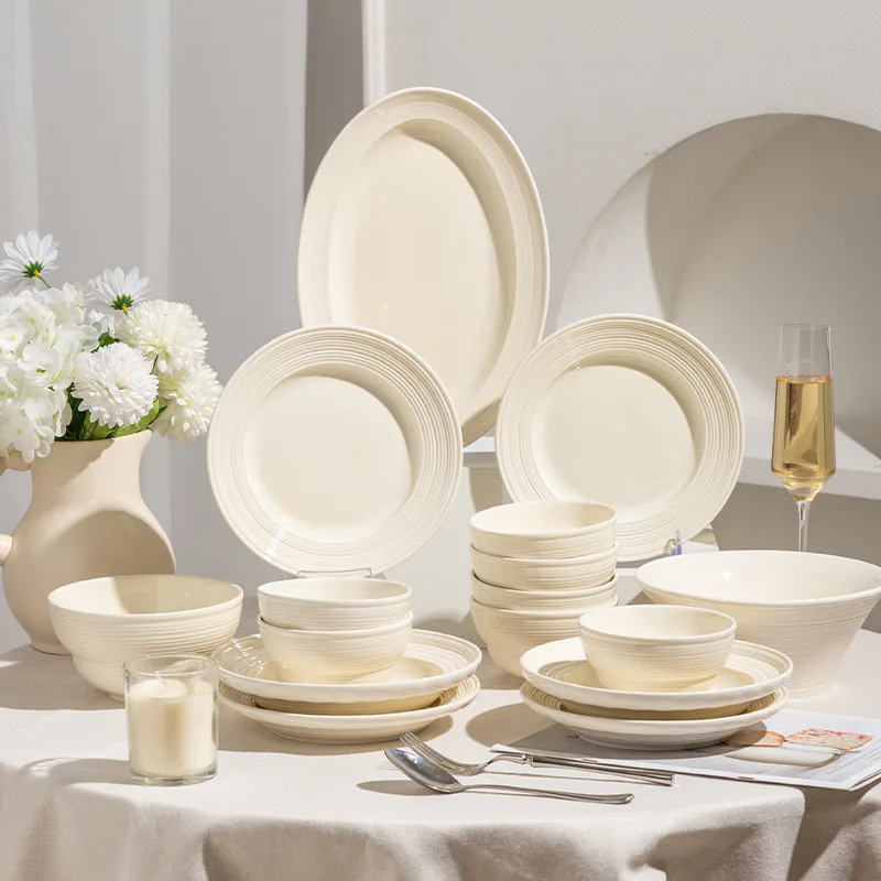 High End Ceramic Bowls, Dishes, Household Underglaze Colored Soup Ceramic Tableware, Bowls and Chopsticks