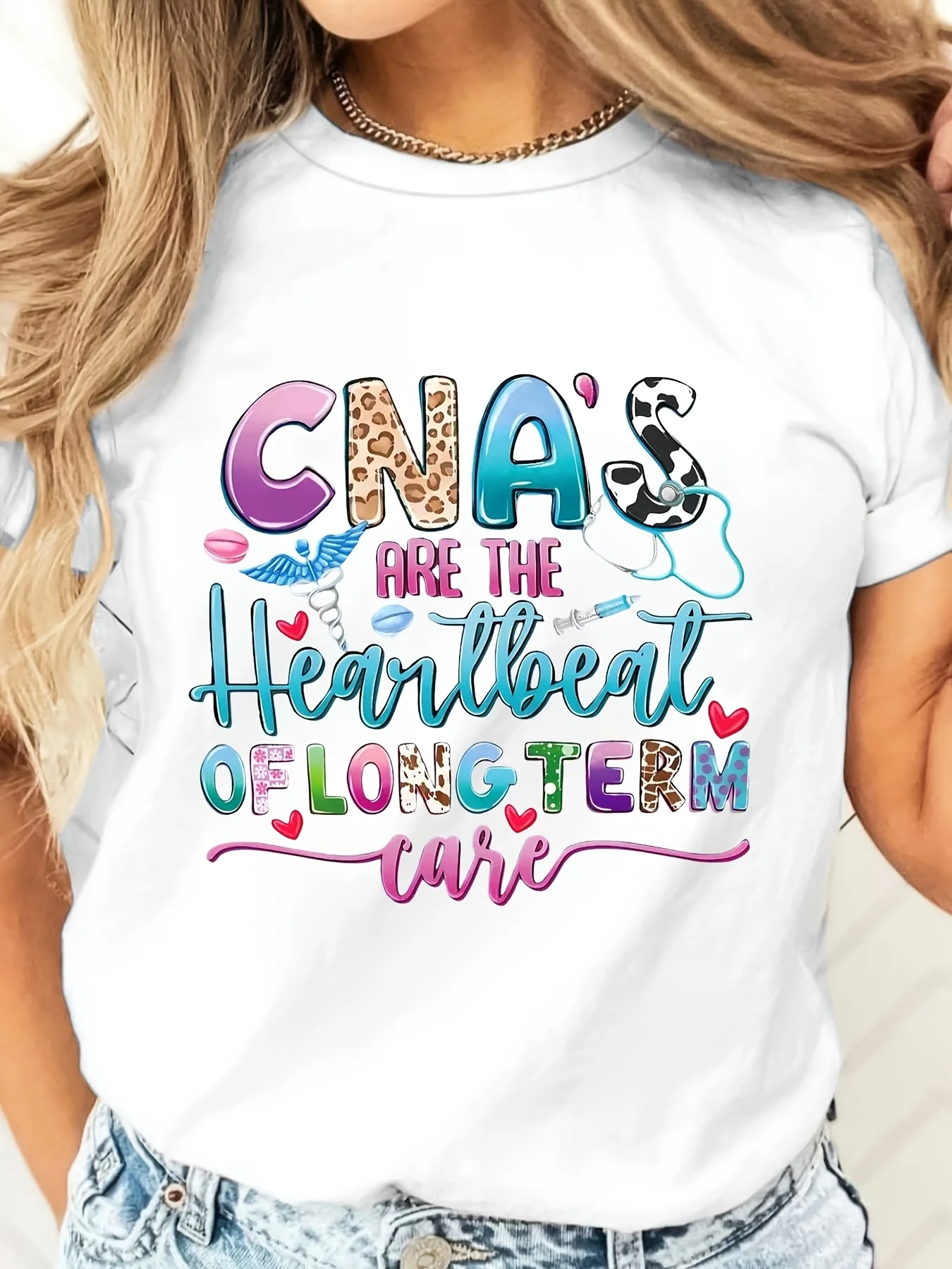 Cnas Are The Heartbeat Of Long Term Care Graphic Tee, Nursing Appreciation Gift, Healthcare Worker Hospital Uniform