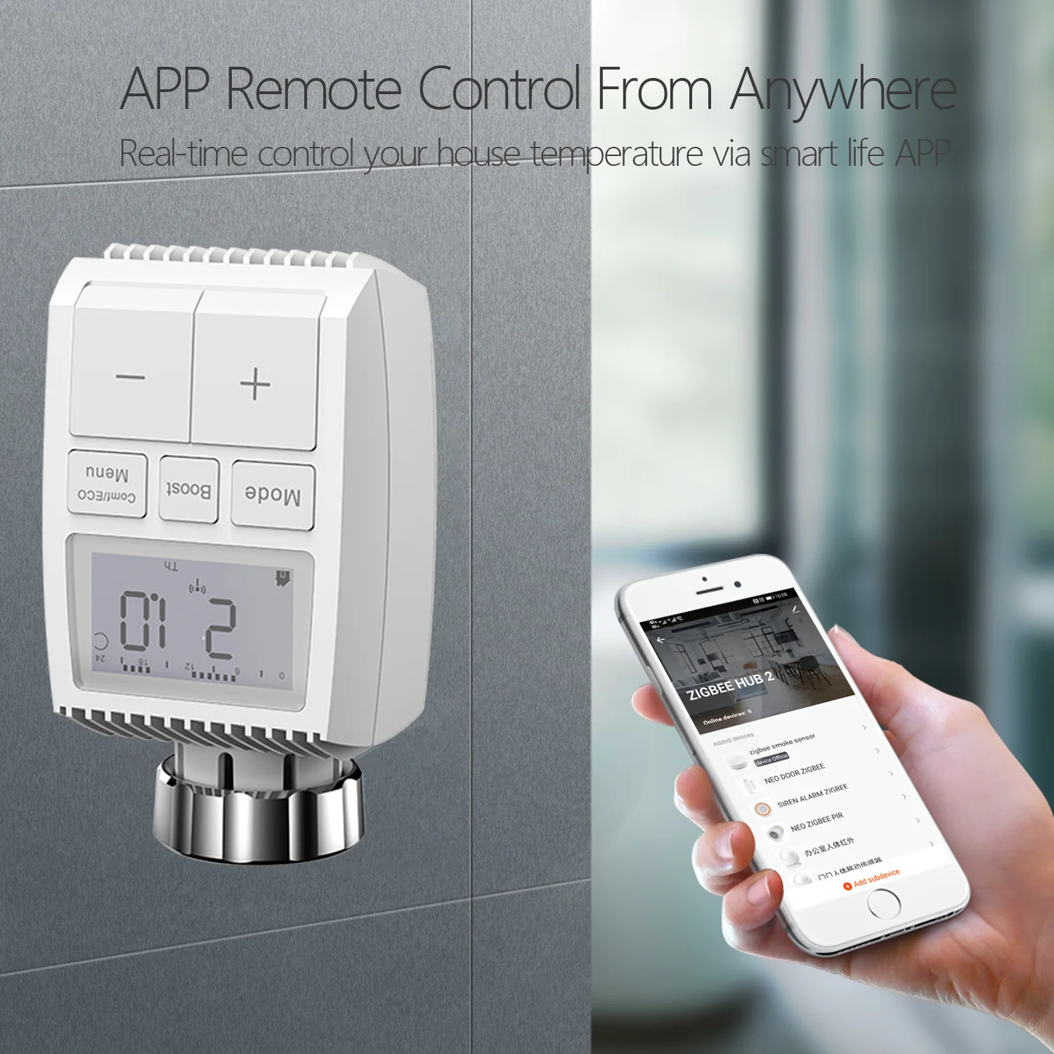 APP Voice Controlled Smart Radiator Thermostatic Valve Room Temperature Regulator