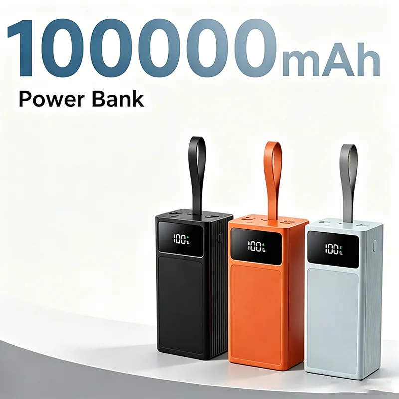 Power bank da 100.000 mAh, ricarica rapida da 66 W, porte USB/Type-C/Lightning/Micro, ingresso/uscita multiporta, display digitale intelligente, disponibile in magazzino, alimentazione di riserva per