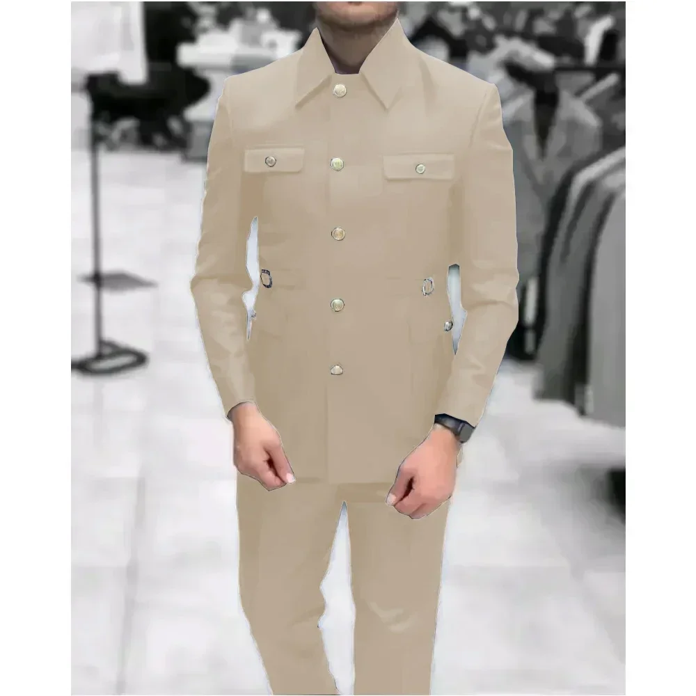 Männer Stehen Kragen Chinesischen Stil Elegante Anzüge Für Männer Slim Fit Formale Bräutigam Smoking Prom2 Pcs Klassische Männliche Blazer kostüm