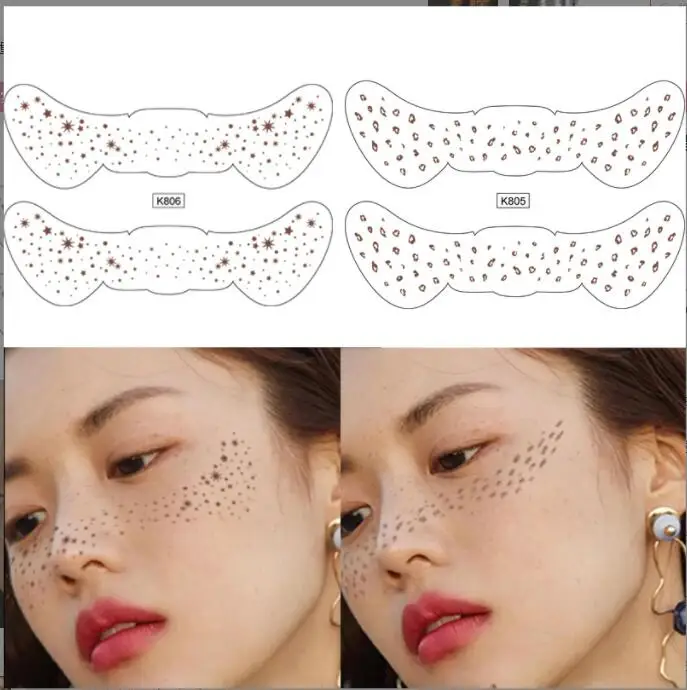 Zbywalny tatuaż na twarzy piegi szyi transfer wody biały tatuaż z henny fałszywy księżyc koronka z gwiazdkami wzory tatuaży naklejki kalkomania