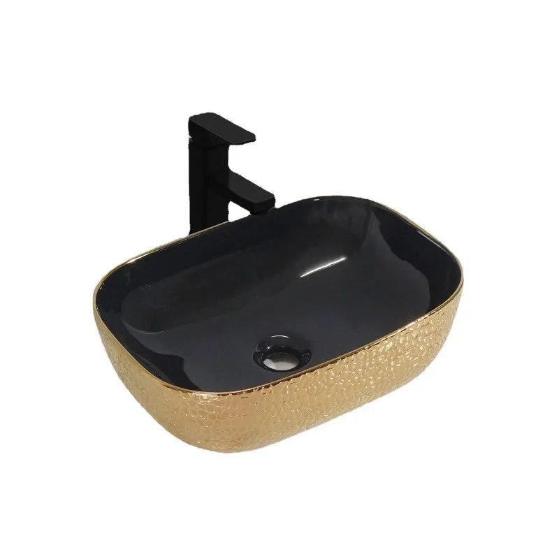 Leopard print gold inner black inner white electroplating single basin art basin bathroom bathroom integrated table wash basin
