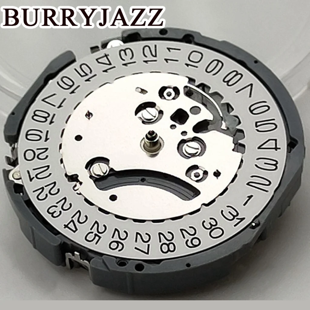 BURRYJAZZ High Accuracy Quartz Chronograph Watch Wrist Movement Replacement For VK63 3 o'clock Position Single White Calendar
