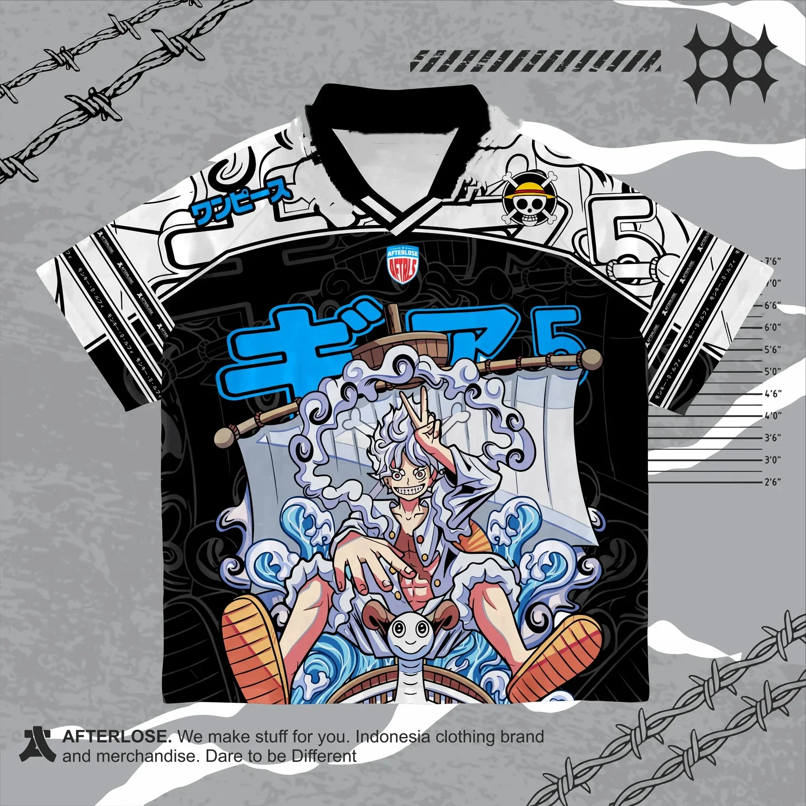 

2026 Bandai Anime "One Piece Monkey D. Luffy Gear 5 (Nika Form) X AFTERLOSE" Soccer Jersey Kids/Adults Oversized T-shirt