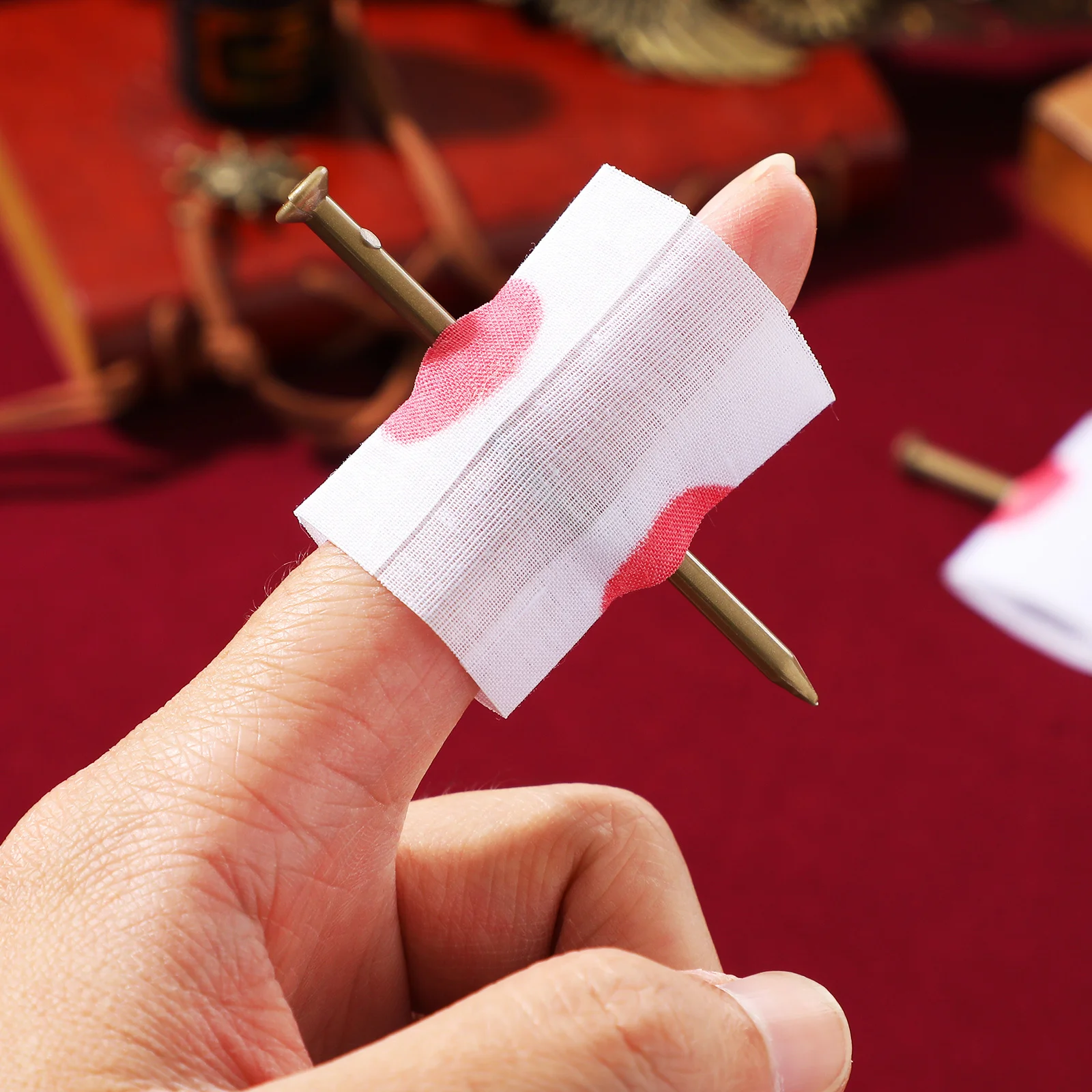 

2Pcs Plastic Nail Through Finger Props Halloween Scary Bloody Nail Trick Prank Tool Party April Fool Pranks