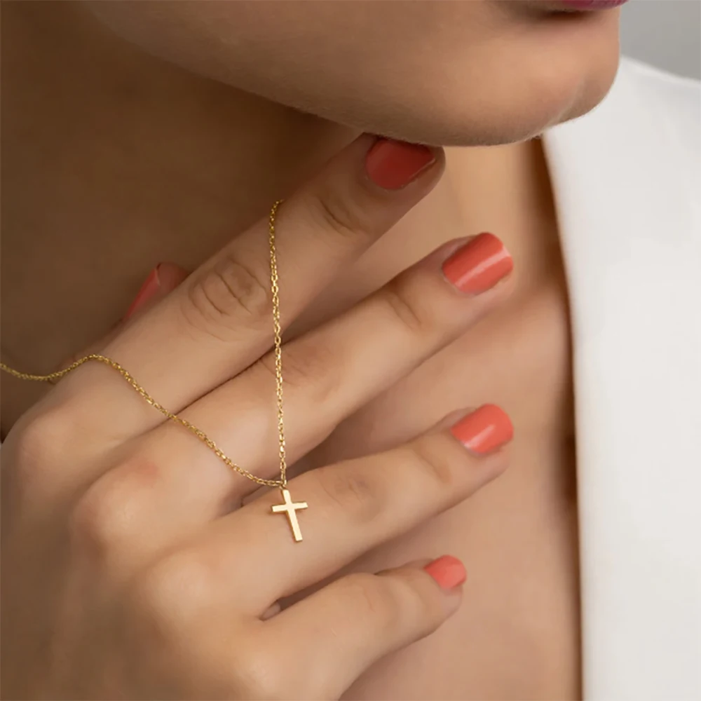 Personalized Cross Necklace, Fashionable And Simple Gold And Silver Cross Pendant, Women's Jewelry Commemorative Gift