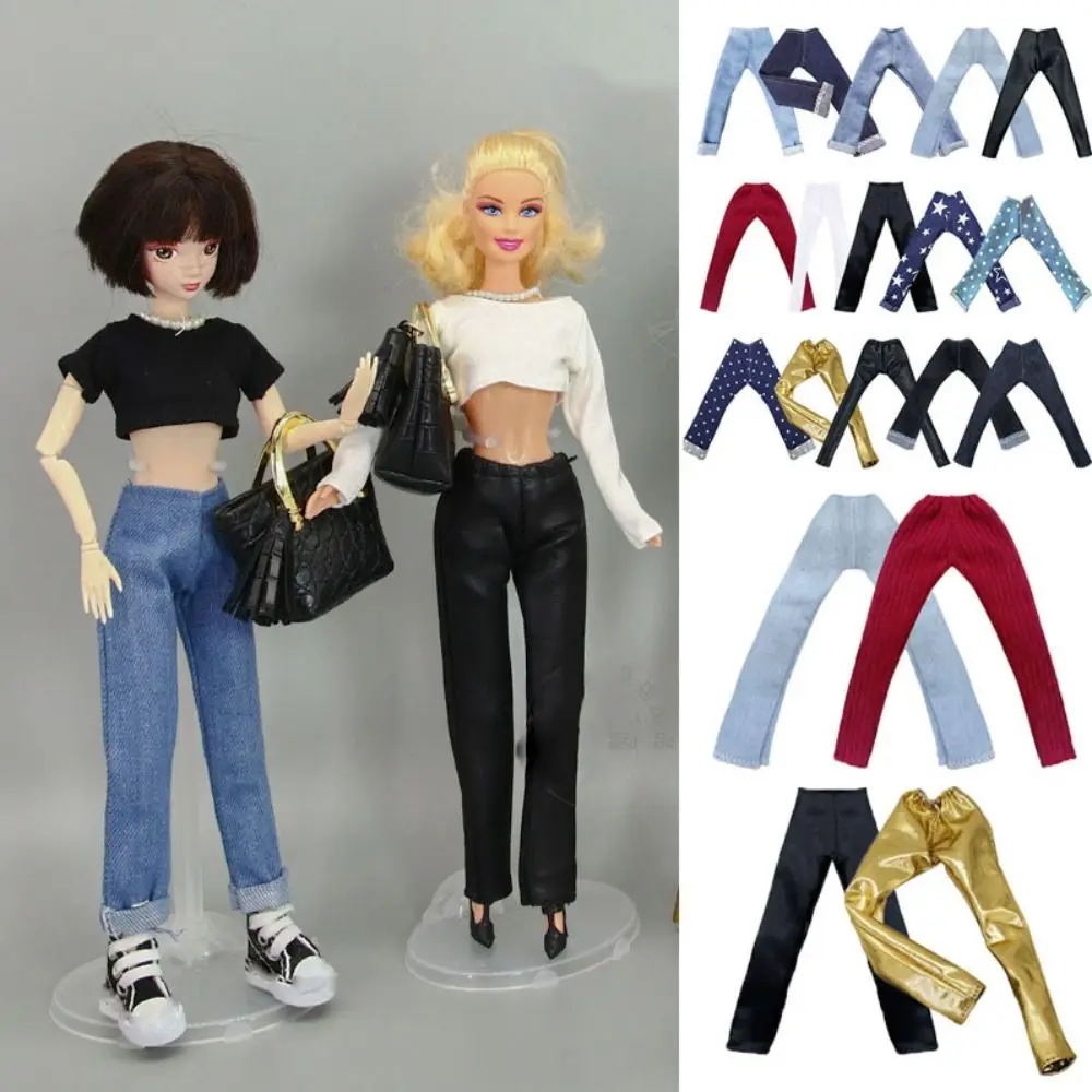 マルチスタイル花柄ジーンズズボンカジュアルウェア服アクセサリーPUレザーパンツファッションズボン1/6 BJD 30センチ人形用