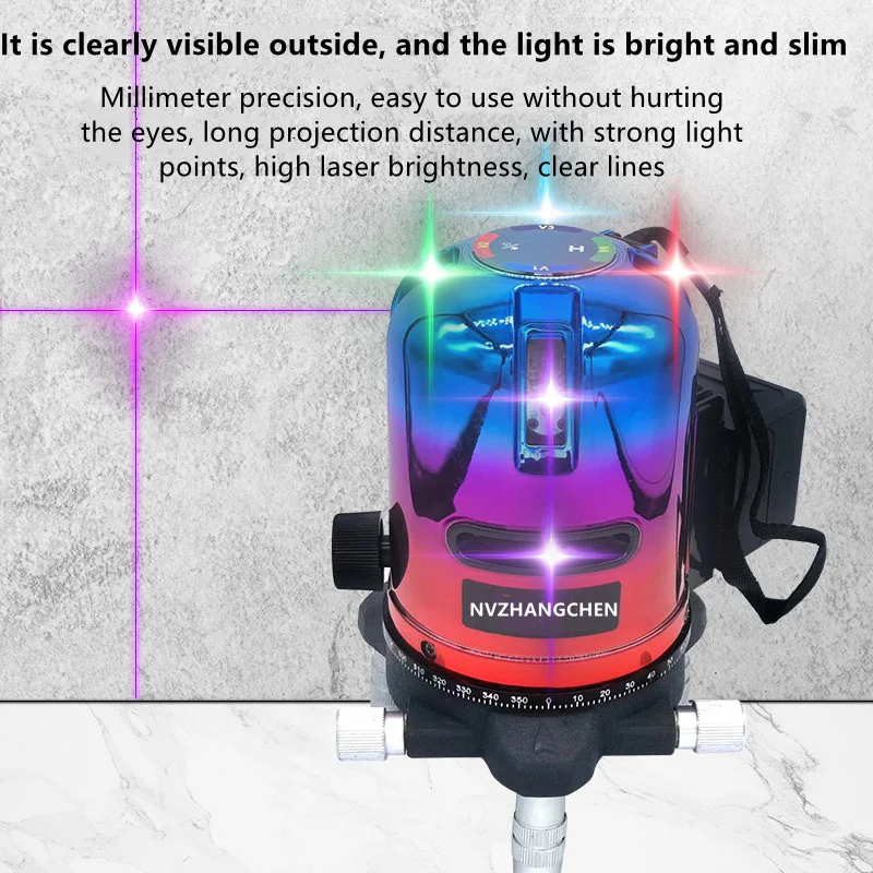 Laser Level Purple Blue Green Red Line 5 Lines 360 Self-Leveling Horizontal And Vertical Cross Multicolor Laser Beam Line