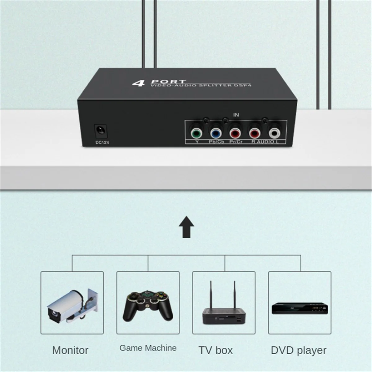 

Premium AV Component Video Audio Splitter 1 in 4 Out, for DVD HDTV EU Plug