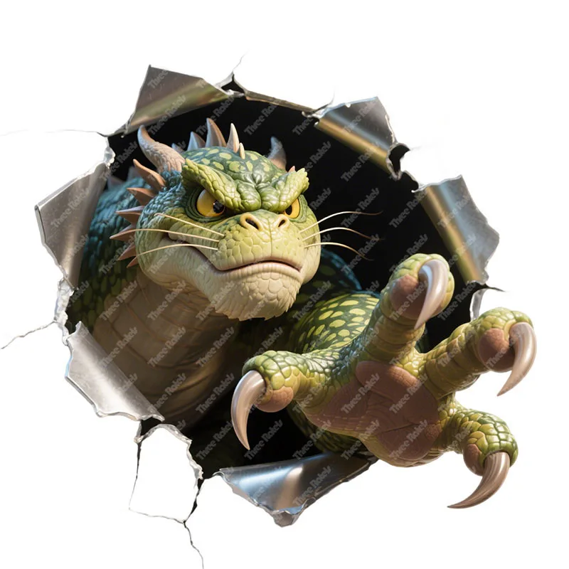 Three Ratels CAA25 funny dinosaurs Broken hole wall stickers for home decoration Personalized car decals
