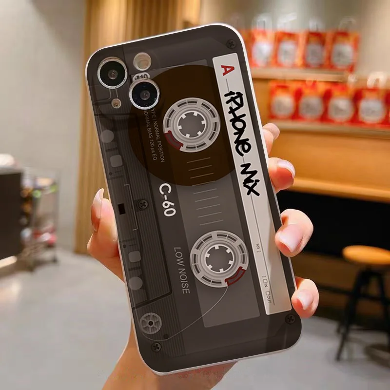 Retro Radio Graphic Phone Case For iPhone 11 12 13 14 15 16 Pro Max Plus Mini XR X XS Max 8 7 Plus SE 2022 Shockproof Soft Cover