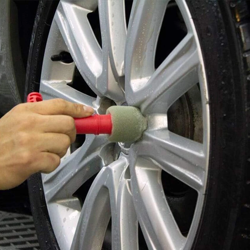 5Pcs Top Selling Removable Insert Wheel Cleaning Wash Brush Car Accessories Steel Ring Screw Sponge Lug Nut Brushs Dropshipping