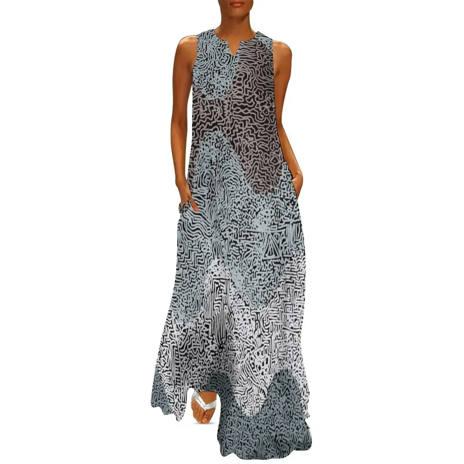 

Retro Curves Hi Contrast Long Dress Long dresses women's summer jumpsuit Beachwear women's evening dresses Dress