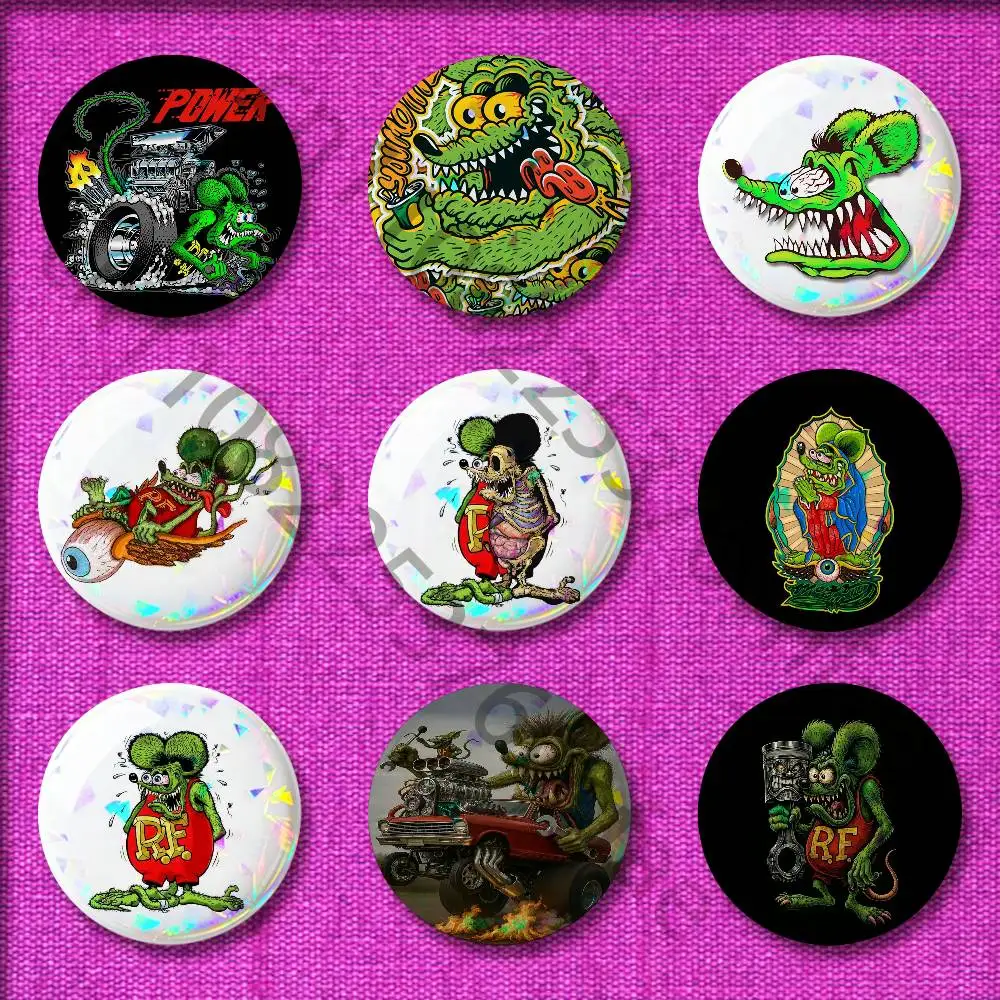 

Rat F-Fink Badge For 75mm 25mm 32mm 44mm 58mm Round Pin Brooch Insignia Cover Hat Cap
