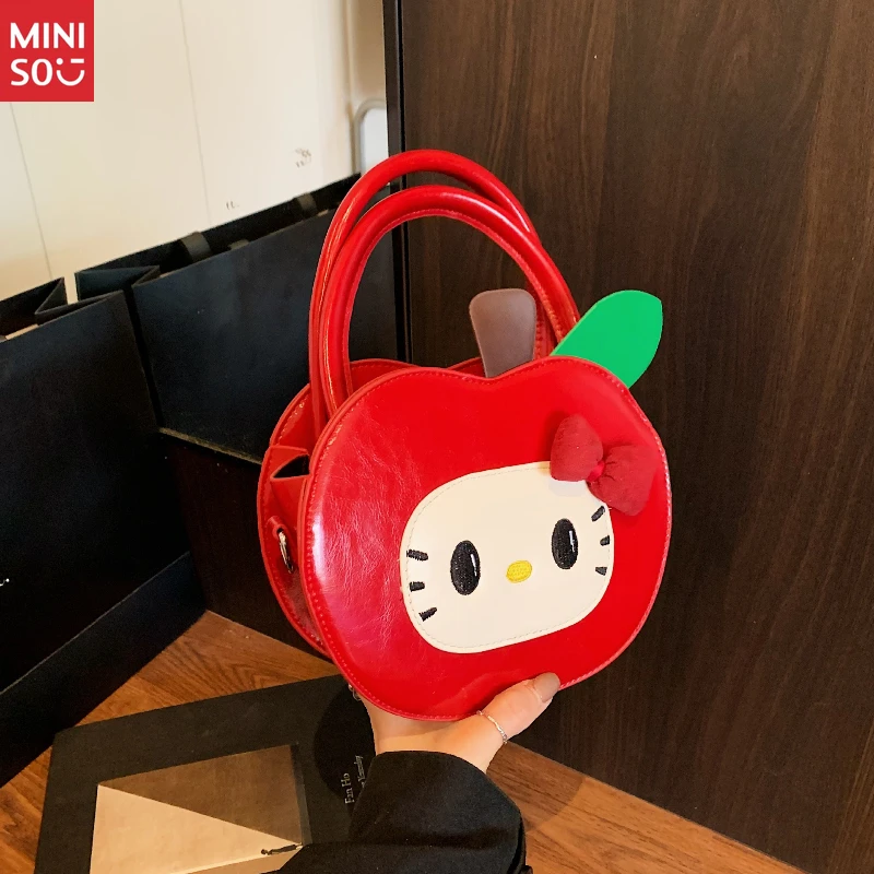 Miniso Cute Apple Hello Kitty Crossbody Bag, Cartoon Themed Shoulder Purse for Girls