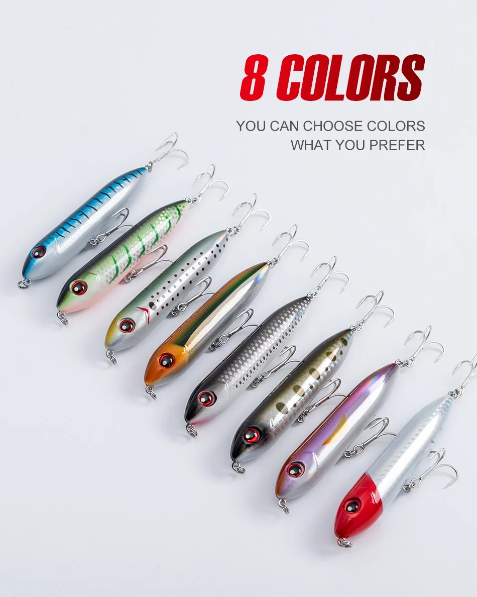 Noeby Topwater Bleistift Angeln Locken 90mm 12,5g Schwimm Stickbait Wobbler Oberfläche Walker Swimbait Harten Köder Bass Fishing Tackle – Detail 9