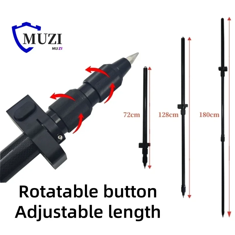 Carbon Fibre Pole 72-180cm Telescopic Centering Pole Portable RTK GPS Prism Pole Surveying Rod Aluminum Alloy 5/8x11 Thread