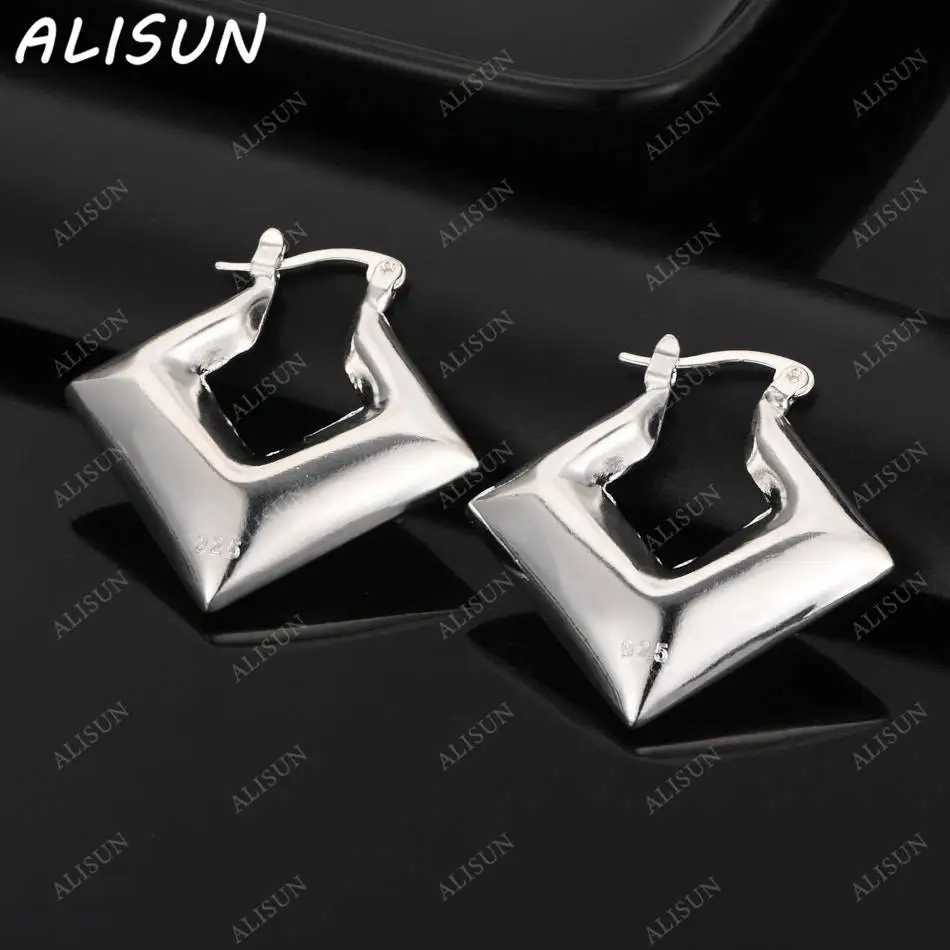 

ALISUN 925 Sterling Silver Diamond Hoop Earrings For Women Fashion Jewelry Vintage Grace Charm Noble Party Birthday Gifts