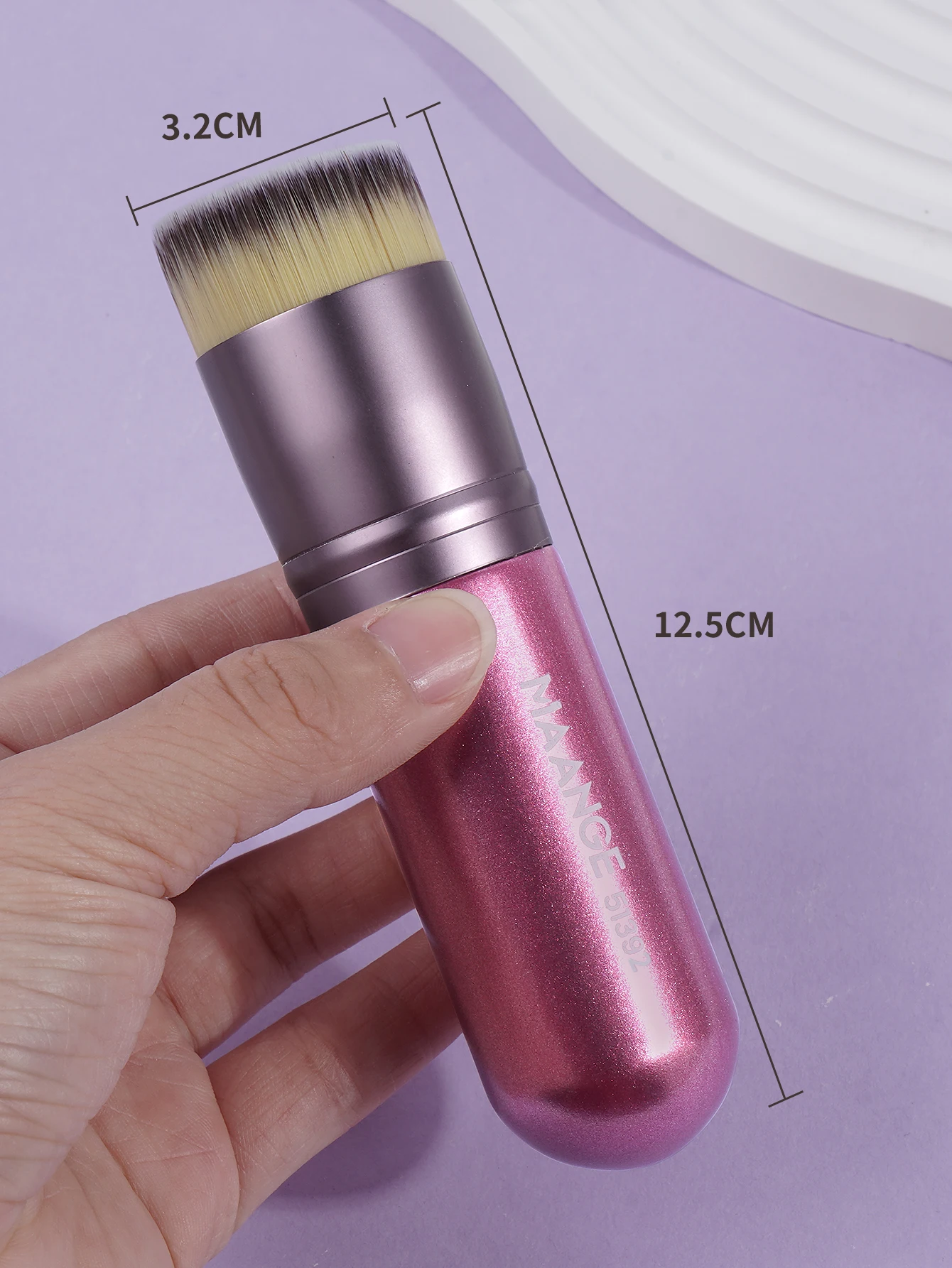 Maange แปรงปัดแป้งรองพื้นแบบกลมแบนแปรงสำหรับแต่งหน้าบลัชออนอุปกรณ์แต่งหน้าเครื่องสำอางสำหรับการเดินทาง