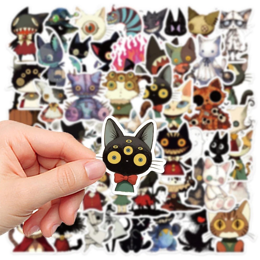 10/30/50PCS Halloween Gothic Weird Cat Sticker Cartoon Graffiti DIY Laptop Phone Case Helmet Motorcycle Waterproof Decal Toy