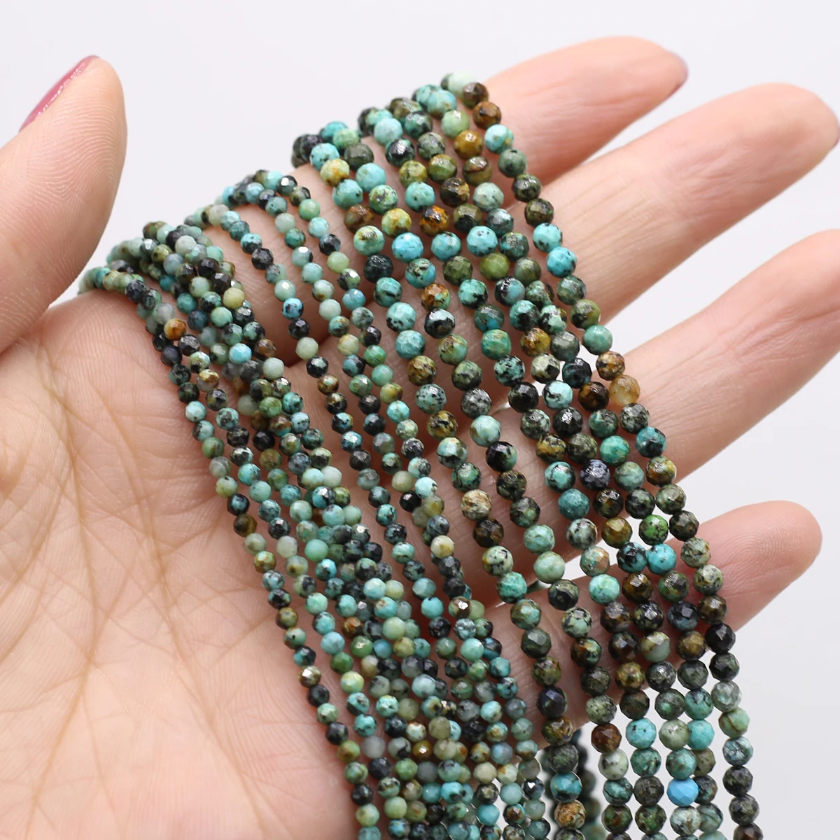 2 3 4mm Faceted Natural Stone African Turquoise Beads Loose Spacer Tiny Bead For Jewelry Making Beadwork DIY Bracelet Necklace