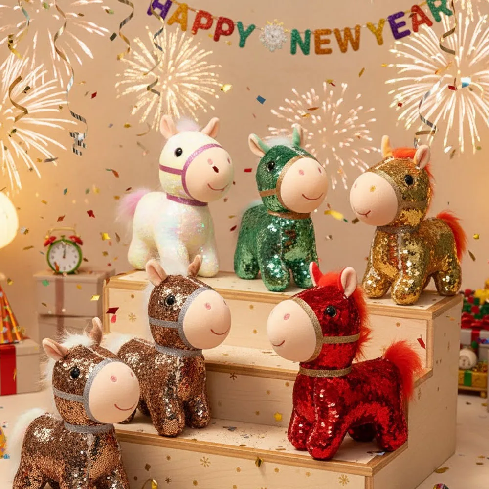 بريق الحصان سنة المهر دمية ملونة التميمة ألعاب من نسيج مخملي السنة الجديدة الأطفال هدية مهرجان الاحتفال العرض #1