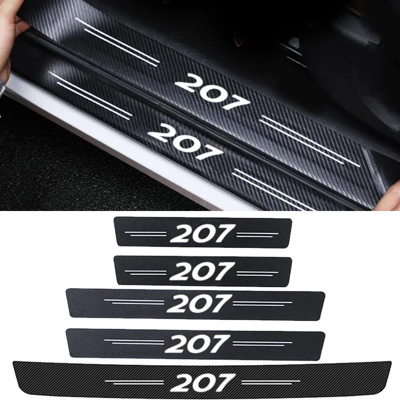 Car Door Threshold Strip Tape Waterproof Protect Film Decals for Peugeot 207 Logo Auto Door Sill Trim Sticker Accessories