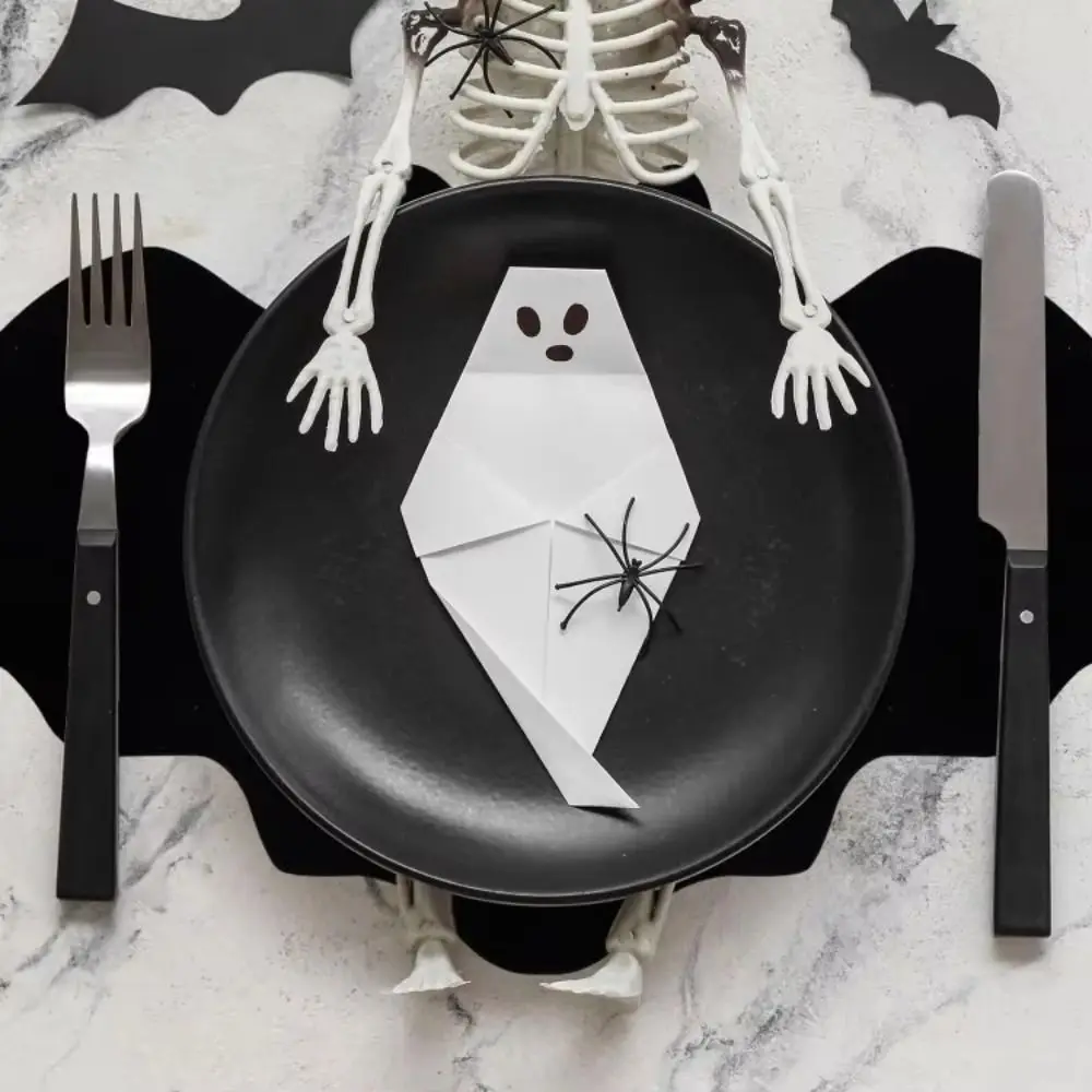 10Pcs Creative Bat Shape Table Mat Heat Resistant Decorative Halloween Dining Mat Black Soft Place Mat Bedroom Decor