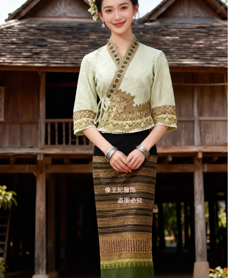 

Китайская традиционная женская юбка-труба Dai, одежда