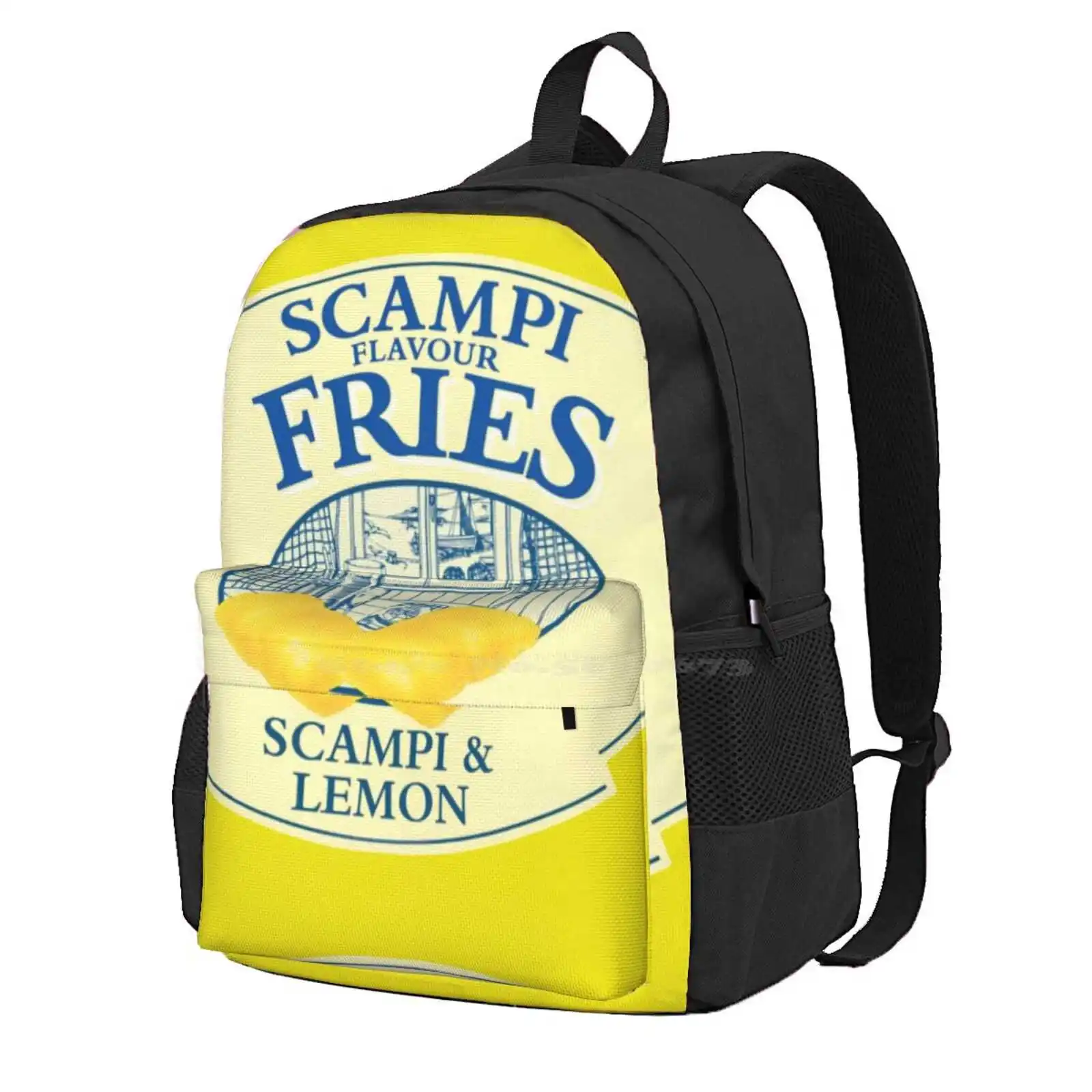 Scampi Fries Hot Sale Schoolbag Backpack Fashion Bags Snack Food Crisps Chips Pub Retro 80S 90S Eighties Nineties Funny Scampi