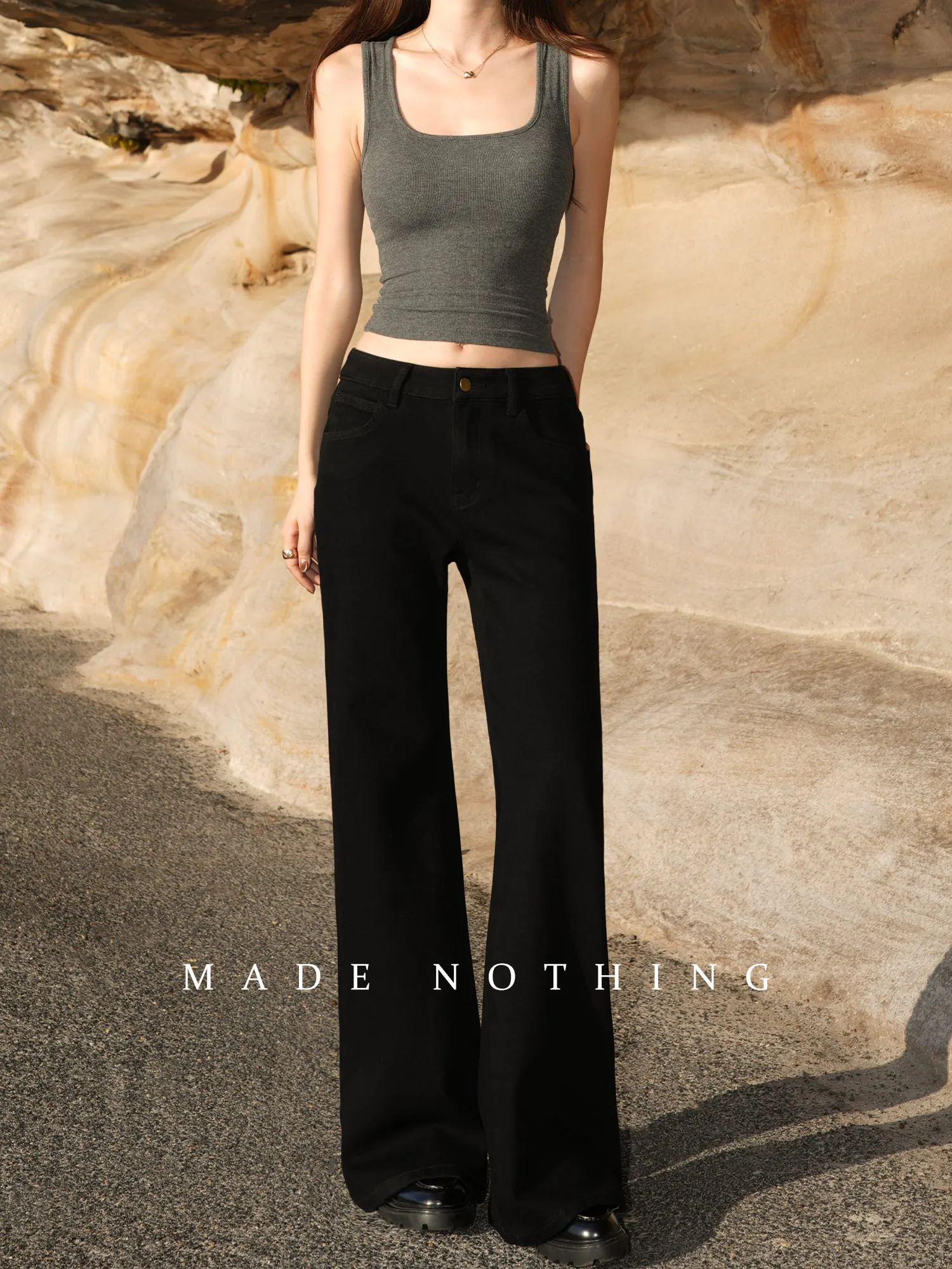 

Джинсы-клеш с начесом, средней посадкой, женские, эластичные, в пол, свободного кроя, теплые зимние, джинсовые брюки-клеш