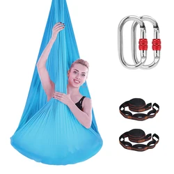 Full set Aerial Silk Yoga Hammock Swing Set GYM Home Outdoor Fitness Anti-Gravity Body Building Pilates Belt 5*2.8m