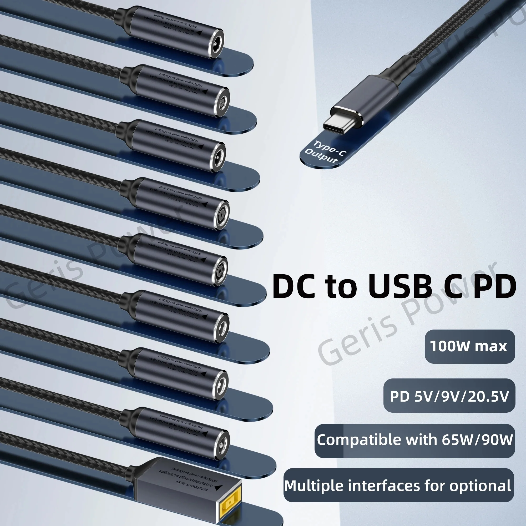 100W USB C PD Fast Charging Cable DC 4.5x3.0 7.4x5.0 5.5x2.5mm to Type C Power Adapter Cord for Lenovo Dell Hp Asus Laptop Cable