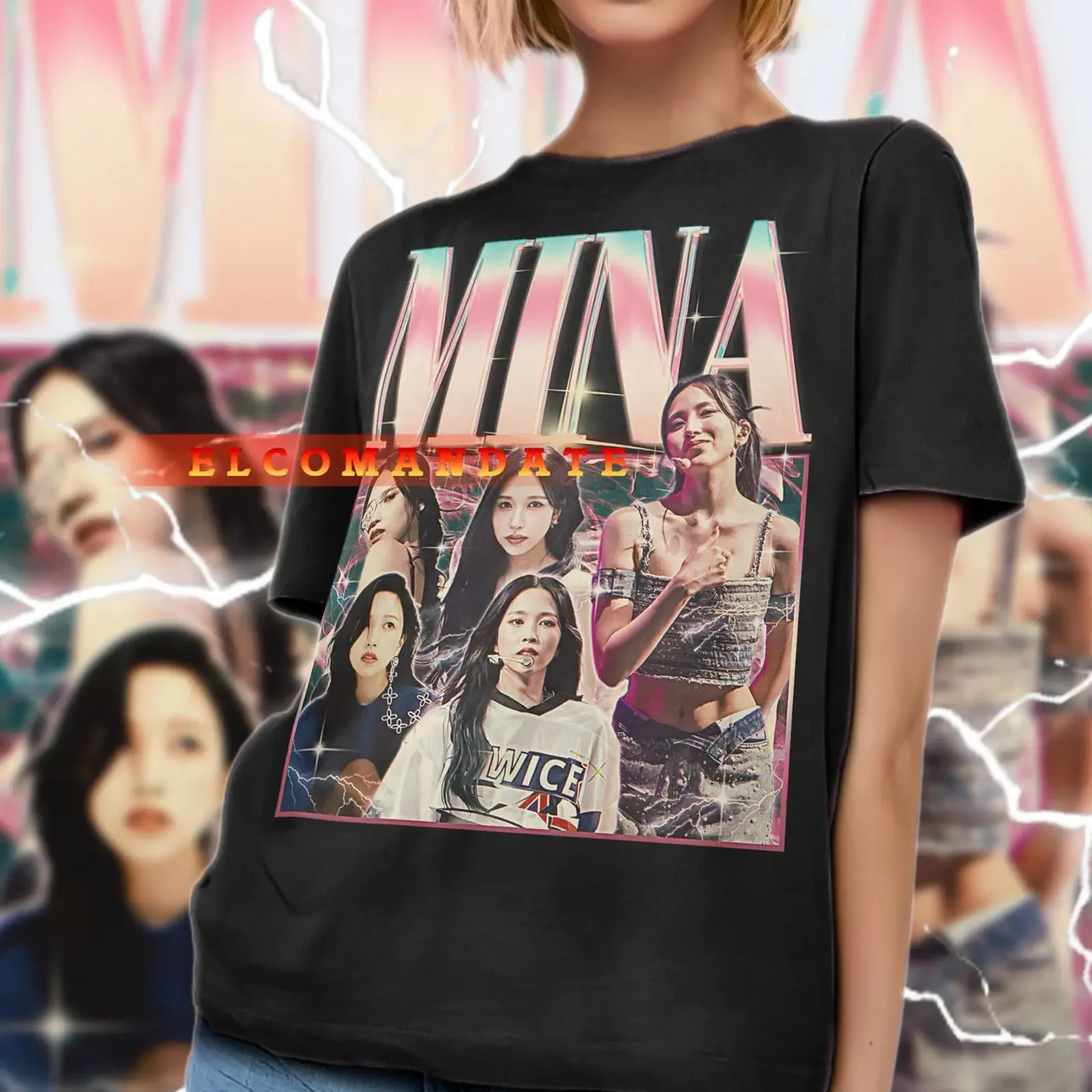 MINA MYOUI T Shirt Vintage Retro 90s Bootleg Sweater vintage Washed Soft homme Casual Slightly designer clothes Stretched