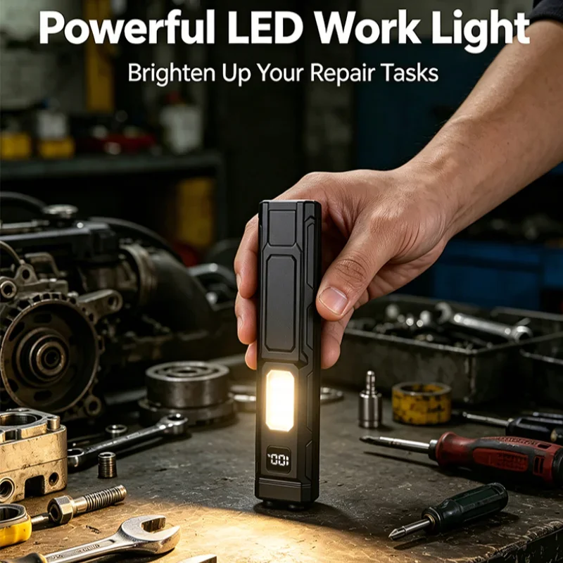 Multifunctional strong light work light dual light source portable emergency lighting flashlight with charge display