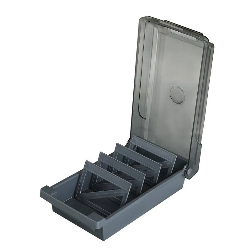 Business Card Holder, Plastic Name Card Organizer Storage Box with 4 Dividers and Index Tabs, Storage up to 500 Cards