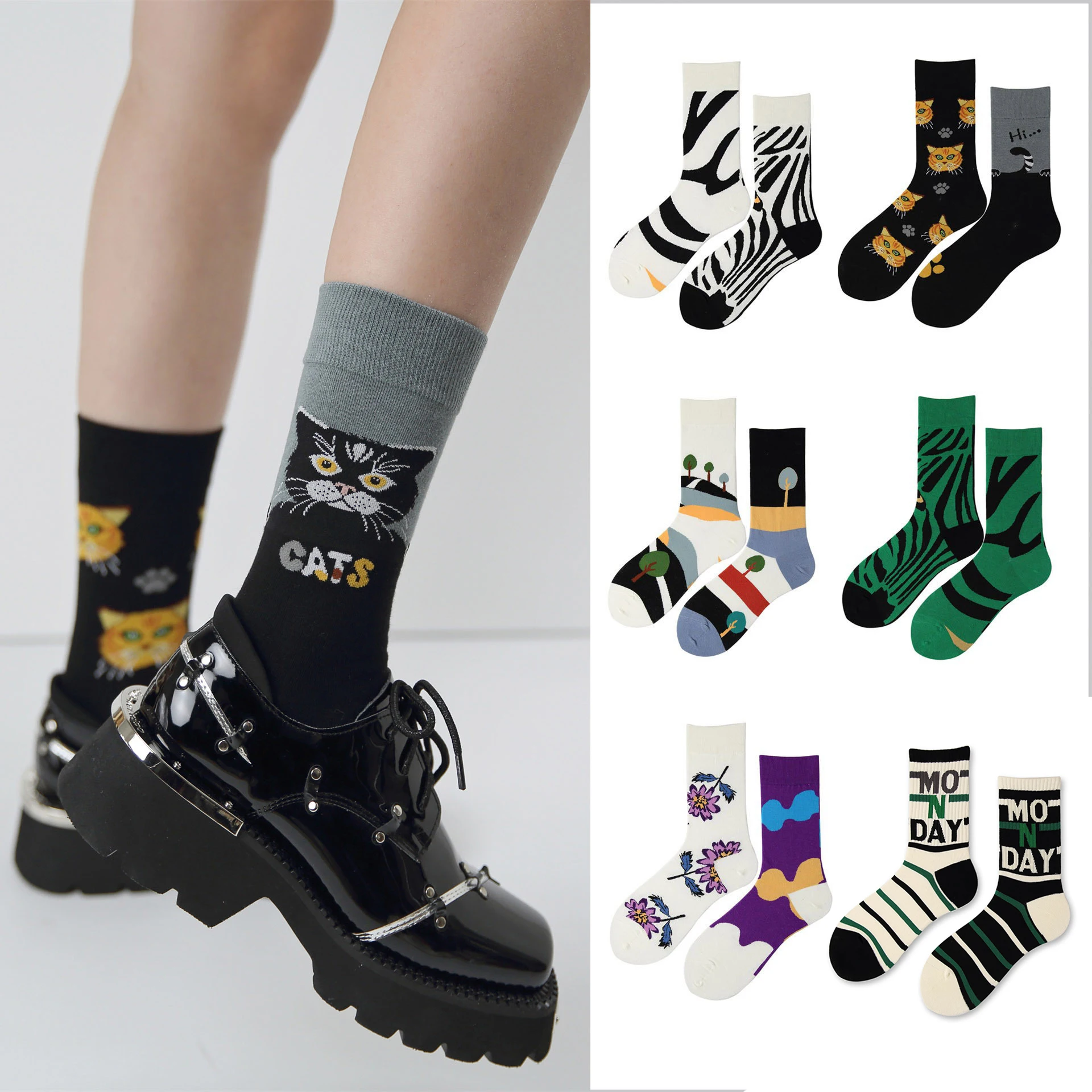 Japanese Korean Style Harajuku Socks Women Combed Cotton Boneless Crew AB Socks Men Street Fashion Trend Sports Couple Socks