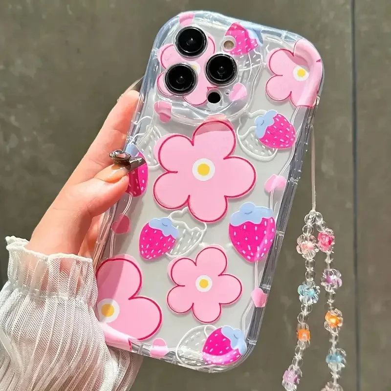Funda para teléfono de TPU moderna, sencilla y bonita con estampados florales Con cordones de alta calidad - i Phone 11, 11 Pro Max, 12, 12 Pro