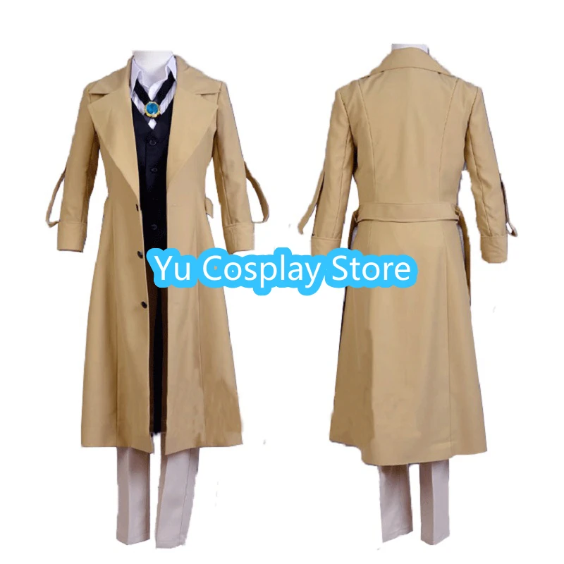 Anime Bungou Stray Dogs Armed Detective Agency Osamu Dazai Cosplay Trench Shirt Pants Vest Literary Halloween Carnival Costume