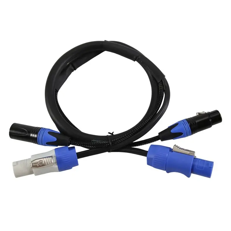 (Flash Sale) 6X High Quality Powercon 3-Pin XLR Combo Cable 1M DMX512 Power Con Cable For Stage Lighting Led Screen
