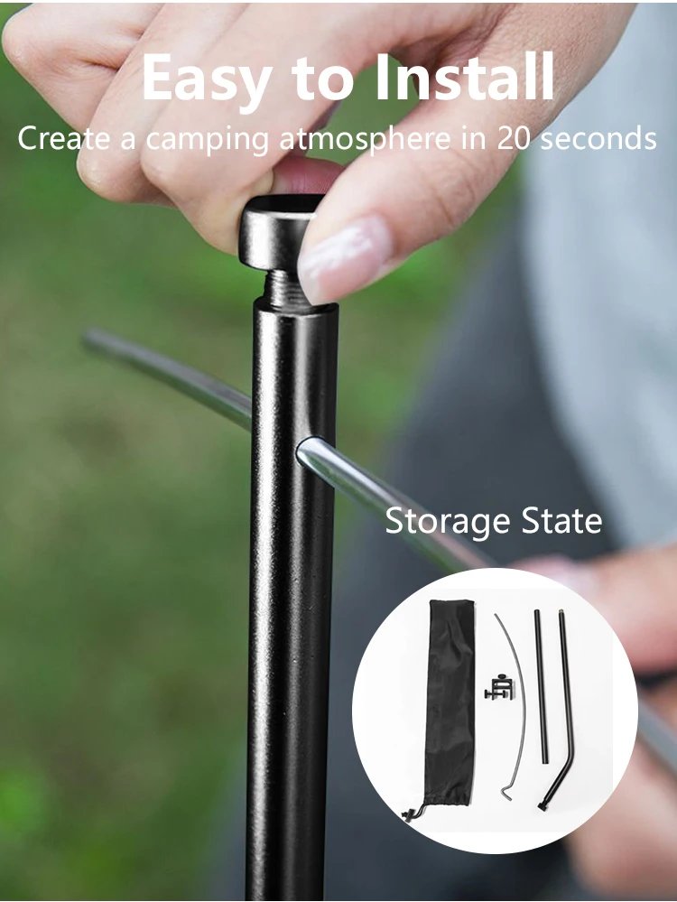 TARKA Abnehmbarer Camping-Lampenhalter, Richtungs- und Längenverstellbarer Lampenständer, Innovativer Leichtgewichtiger Beleuchtungslaternenhalter – Detail 6