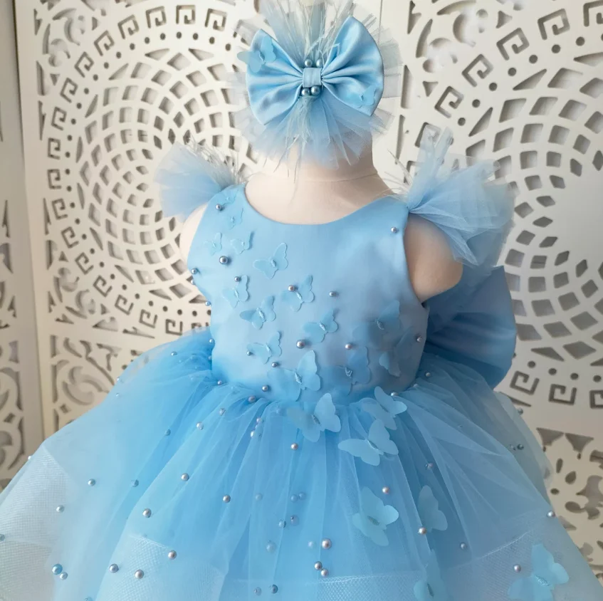 Vestido rosa para niña pequeña, traje de tul con capas de alta calidad, hinchados vestidos para fiesta de primer cumpleaños con lazo, talla 1-10T, novedad