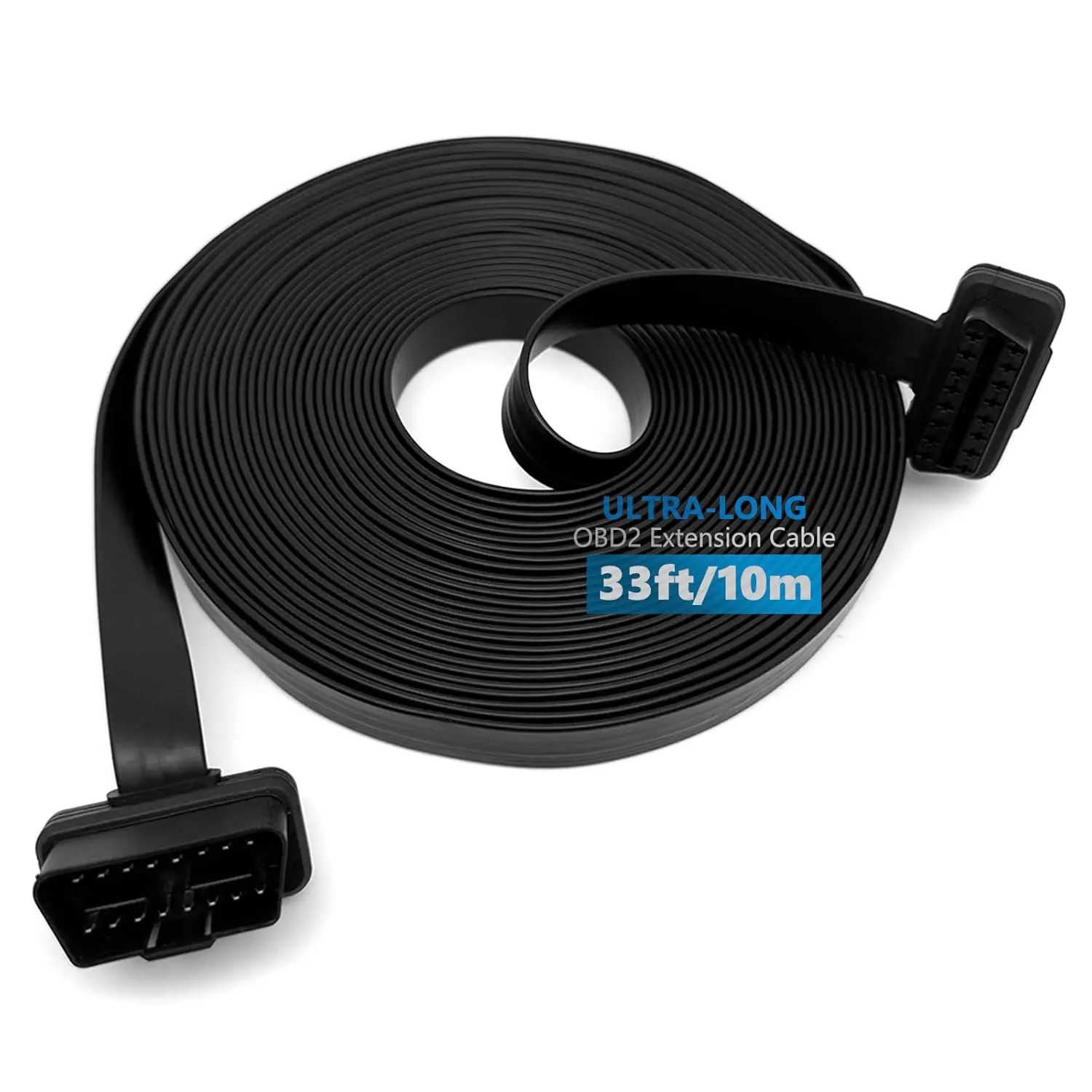 33ft/10m OBD2 Extension Cable Low Profile Male to Female for GPS, Scanner, Code Reader