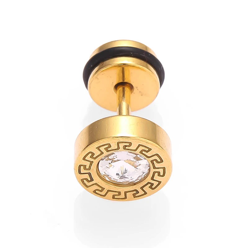1Pc Rock Hip Hop Iced Out Stud Earring for Men Male Round Gold Silver Black Color Piercing Ear Accessories Hiphop Trend Jewelry