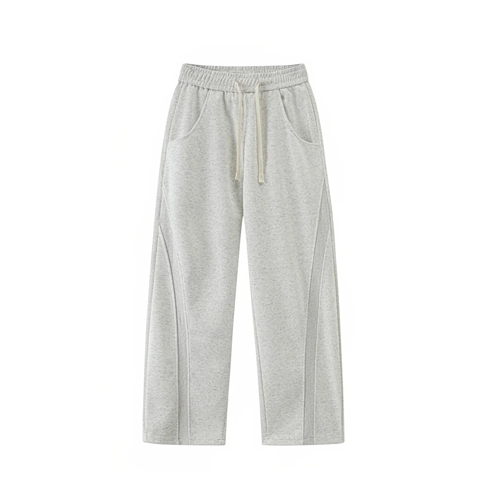 الخريف الرجال نظيفة صالح Sweatpants الكورية الانحناء سكين السراويل الرجال الحد الأدنى مستقيم الساق منتصف الارتفاع واسعة الساق بناطيل طويلة غير رسمية